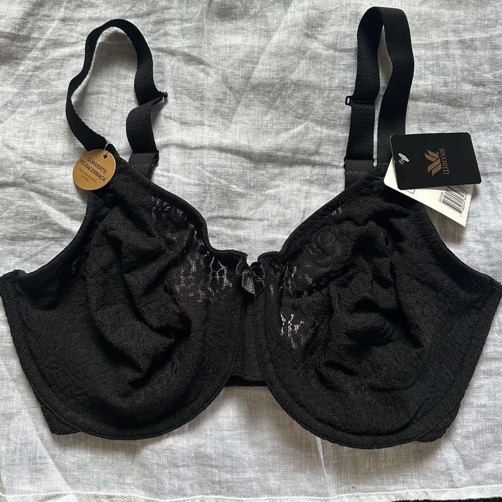 Wacoal Black Lace Bra convertible to raceback 32G